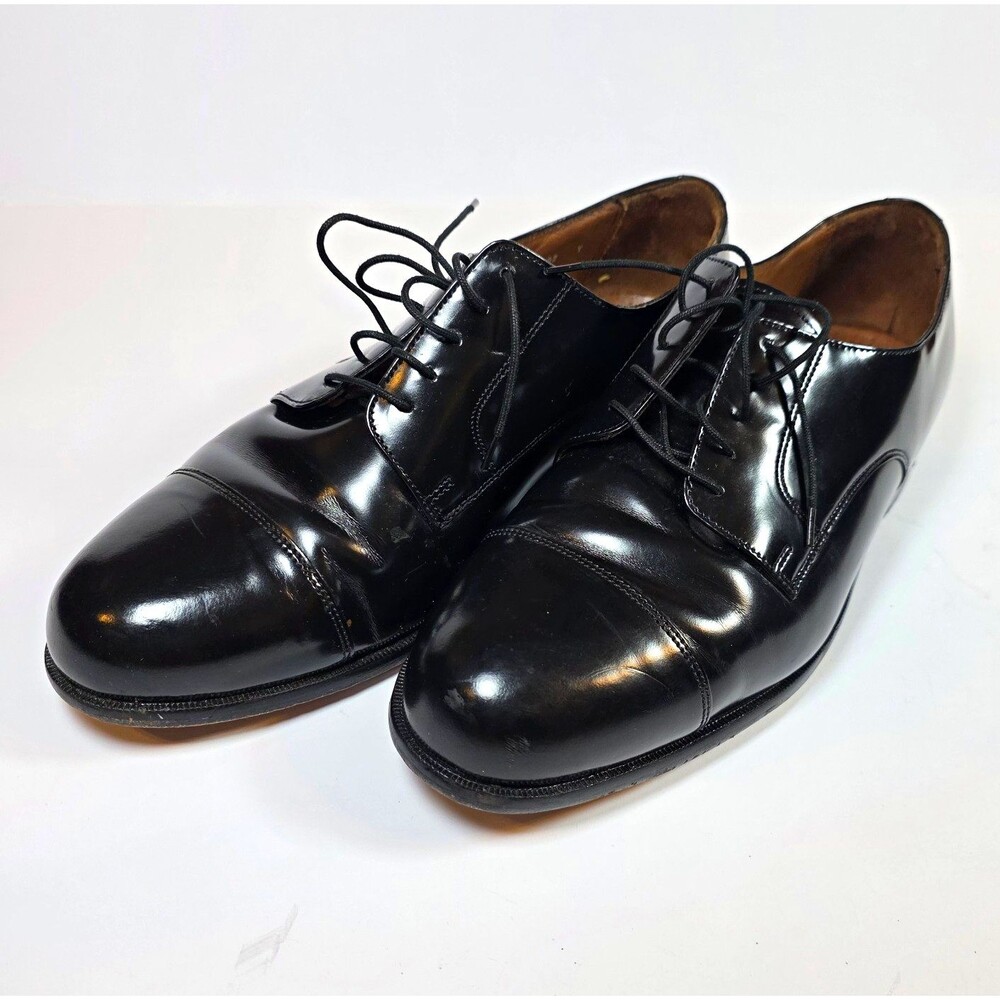Bostonian Classics Men's Black Leather Cap Toe Lace-Up Oxford Dress Shoes 10.5XW